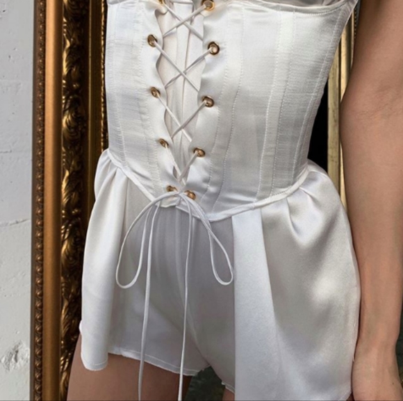 Are you am I white silk romper - Picture 4 of 7